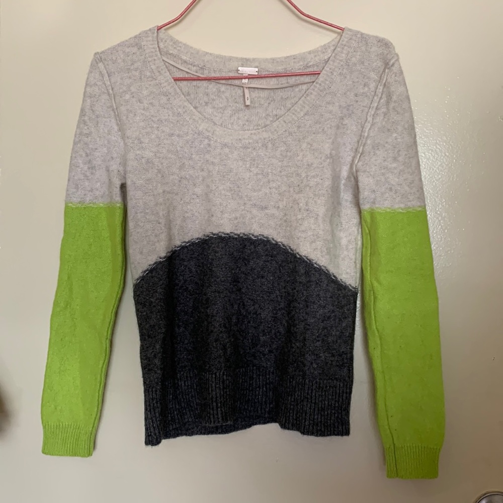 Free People Beach Colorblock Neon Sleeve Sweater